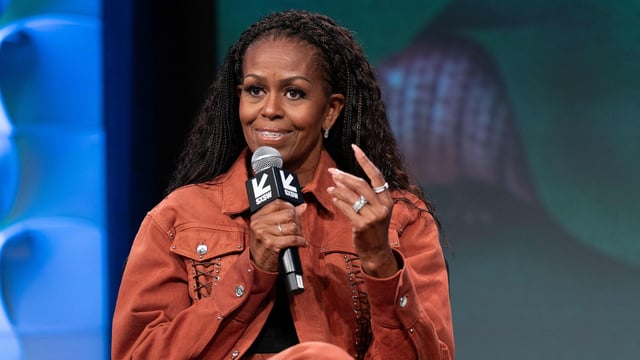 Michelle Obama discusses motherhood on her podcast, humorously reflecting on parenting with her brother Craig and Angie Martinez. 