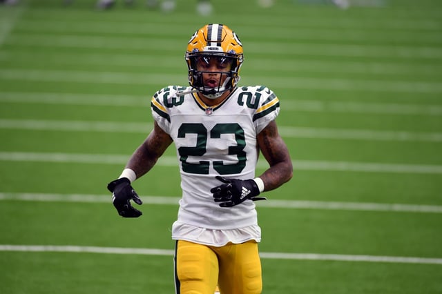 FILE -Green Bay Packers cornerback Jaire Alexander before the start of the second half of an NFL football game against the Houston Texans Sunday, Oct. 25, 2020, in Houston. Green Bay Packers cornerback Jaire Alexander got some early evidence that second-year receivers Romeo Doubs and Christian Watson will make major strides this season. Doubs beat Alexander for a catch on a red-zone drill Tuesday, June 13, 2023 during the first day of the Packers’ mandatory minicamp. (AP Photo/Eric Christian Smith, File)