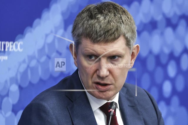 In this photo released by the Roscongress Foundation, Minister of Economic Development of the Russian Federation Maxim Reshetnikov attends a plenary session of the St. Petersburg International Economic Forum in St. Petersburg, Russia, Thursday, June 19, 2025.