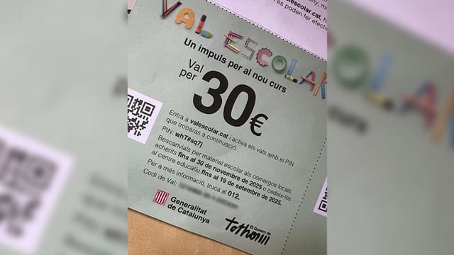 El vale escolar enviado a las familias.