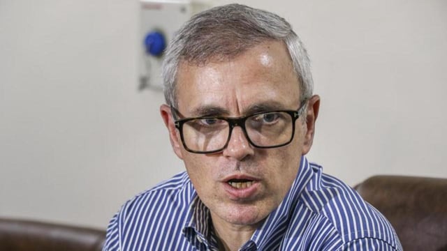 Jammu and Kashmir chief minister Omar Abdullah addressing a press conference in Jammu on Friday. (PTI Photo)
