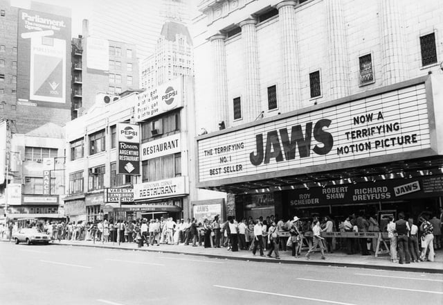 Audiences waited in lines down the block to see "Jaws" when it premiered in June 1975. The 1974 novel upon which the film was based was already a bestseller.