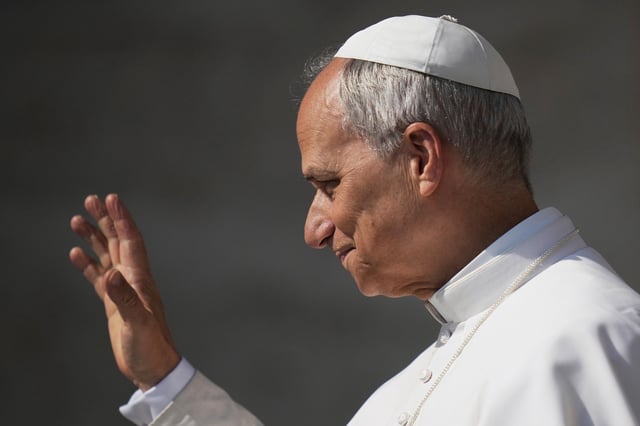 Pope Leo XIV arrives for his weekly general audience in St. Peter's Square at the Vatican, Wednesday, June 18, 2025. (AP Photo/Alessandra Tarantino)