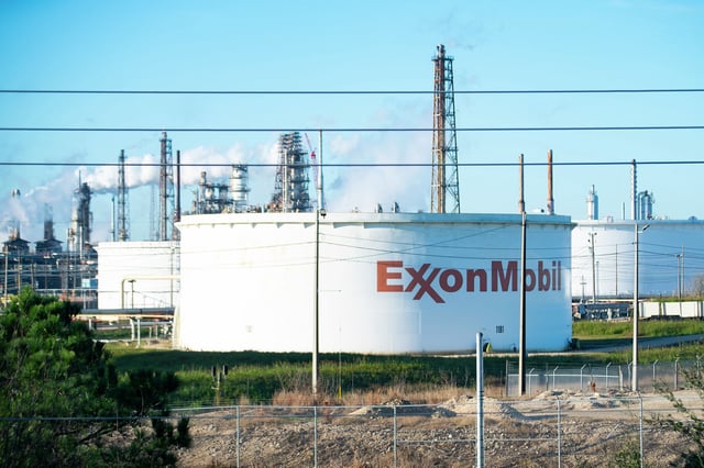 This 2021 file photos shows ExxonMobil’s refinery on Thursday, Dec. 23, 2021 in Baytown, Texas. A different facility, the 10-story &#34;White House&#34; ExxonMobil building, will be imploded Saturday. 