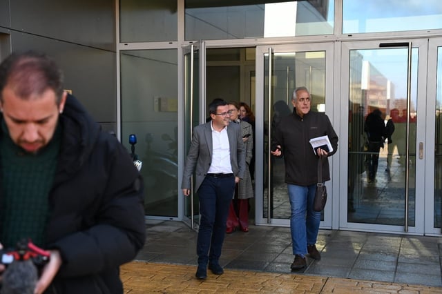Archivo - El presidente de la Diputación de Badajoz, Miguel Ángel Gallardo, en una imagen de archivo, a su salida de los Juzgados de Badajoz, tras declarar ante la jueza