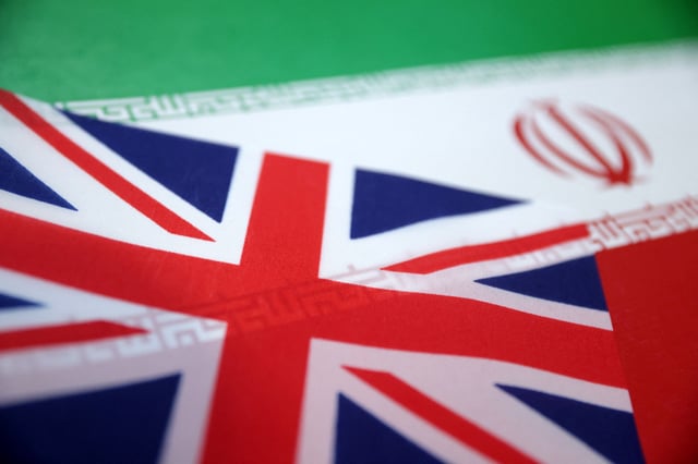 UK and Iran flags are seen in this illustration taken June 18, 2025. REUTERS/Dado Ruvic/Illustration/ File Photo