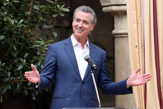 California Governor Gavin Newsom speaks on March 26, 2025 in Los Angeles, California.