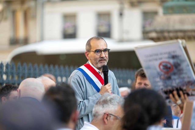 Le député écologiste Pouria Amirshahi lors d'une manifestation en soutien à l'Iran à Paris, le 19 juin.