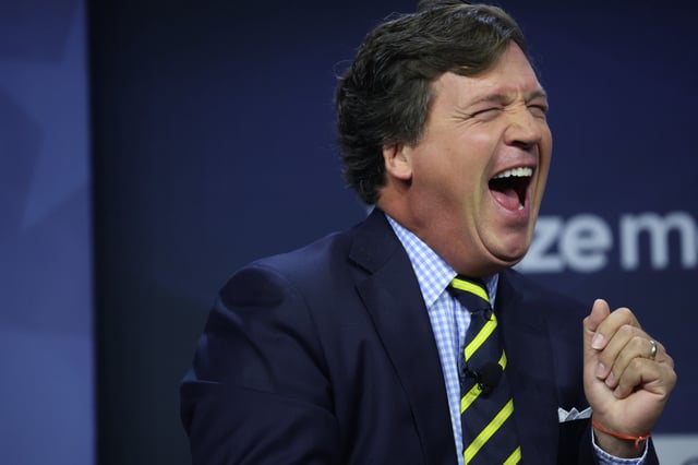 Former Fox News television personality Tucker Carlson speaks to guests at the Family Leadership Summit on July 14, 2023 in Des Moines, Iowa.