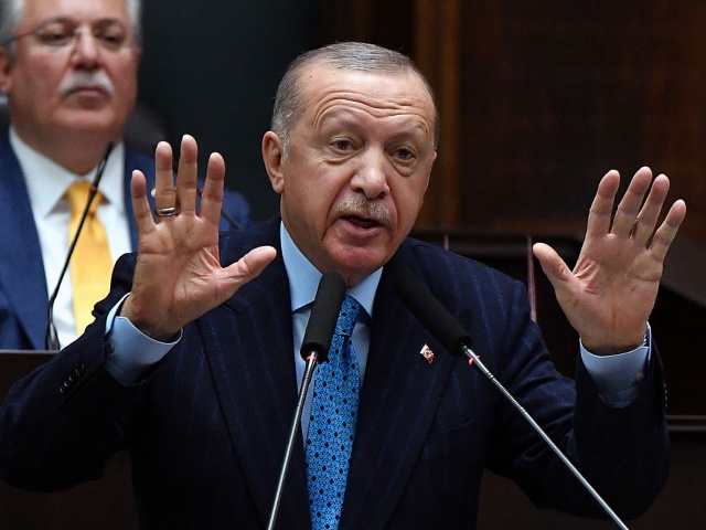 ANKARA, TURKIYE- JUNE 18: Turkish President Recep Tayyip Erdoğan delivers a speech at the Grand National Assembly of Türkiye on June 18, 2025 in Ankara, Türkiye. In the speech, Erdoğan stated that Iran has the 'legitimate right' to defend itself against Israeli attacks. (Photo by Mustafa Istemi/ dia images via Getty Images)