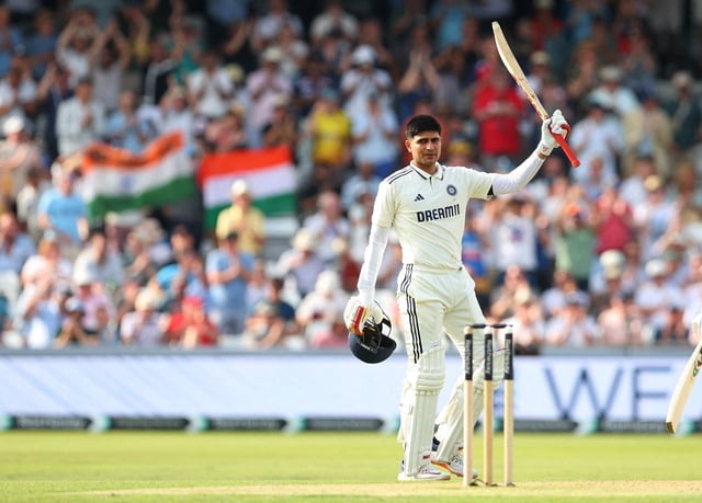 Cricket - International Test Match Series - First Test - England v India - Headingley Cricket Ground, Leeds, Britain - June 20, 2025, India's Shubman Gill celebrates after reaching his century Action Images via Reuters/Craig Brough