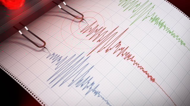 Seismograph printing seismic activity records of an earthquake. (Representative image)