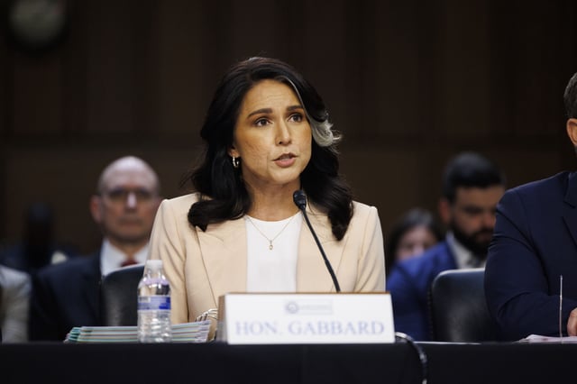Tulsi Gabbard, Director of National Intelligence, testifies during a Senate Intelligence Committee hearing in the Hart Senate Office Building in Washington DC on Tuesday March 25, 2025.