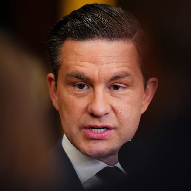 Conservative Leader Pierre Poilievre speaks to reporters in the foyer of the House of Commons on Parliament Hill in Ottawa on Friday, May 30, 2025. THE CANADIAN PRESS/Sean Kilpatrick