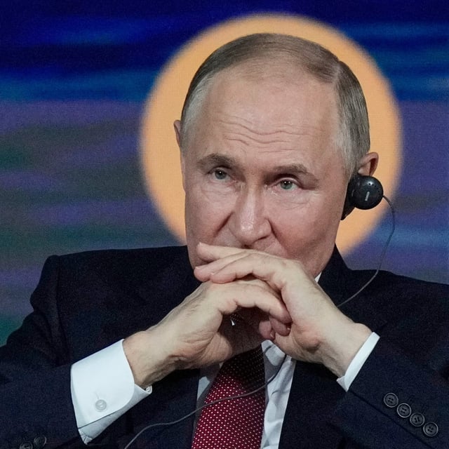 Putin told the St Petersburg International Economic Forum he considered Russians and Ukrainians to be one people and 'in that sense the whole of Ukraine is ours.'