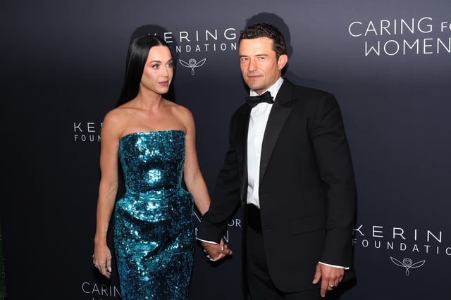 NEW YORK, NEW YORK - SEPTEMBER 09: Katy Perry (L) and Orlando Bloom attend the 2024 Kering for Women dinner at The Pool on September 09, 2024 in New York City. (Photo by Mike Coppola/Getty Images)