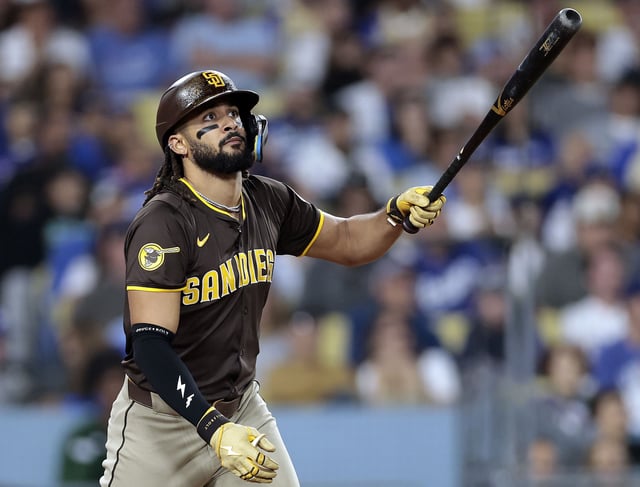 Padres outfielder Fernando Tatis Jr. got hit in the hand by Dodgers pitcher Jack Little on Thursday.