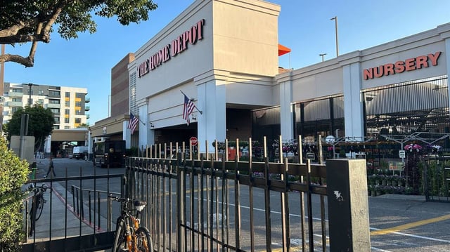 Immigration agents arrested dozens of people outside of this Home Depot along Sunset Boulevard in Hollywood on Thursday, June 19, 2025. (Brittny Mejia/Los Angeles Times/TNS)