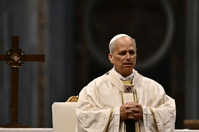 Pope Leo XIV presides over the mass for the Jubilee of Sport in The Vatican on June 15, 2025.