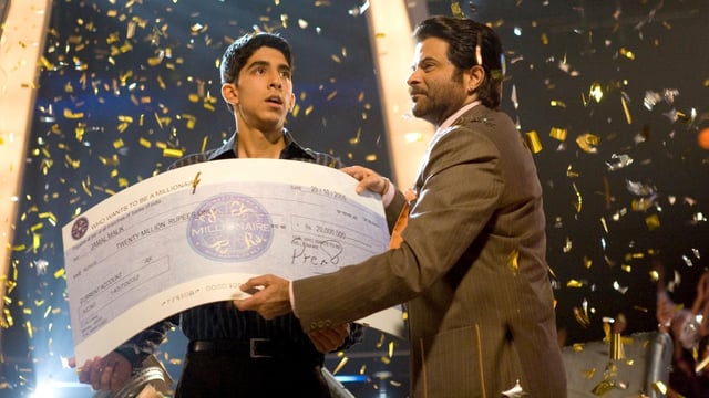 Dev Patel and Anil Kapoor in Danny Boyle's 2008 film Slumdog Millionaire. 