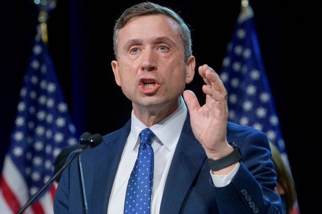 Democratic National Committee chairman Ken Martin speaks after winning the vote at the Democratic National Committee winter meeting at the Gaylord National Resort and Convention Center in National Harbor, Maryland, on February 1, 2025.