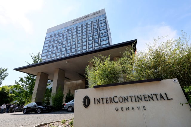 The InterContinental hotel is pictured on a day of nuclear talks in Geneva, Switzerland, June 20, 2025. REUTERS/Denis Balibouse/File Photo