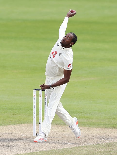 Cricket - Third Test - England v West Indies - Emirates Old Trafford, Manchester, Britain - July 25, 2020    England's Jofra Archer in action, as play resumes behind closed doors following the outbreak of the coronavirus disease (COVID-19)   Martin Rickett/Pool via REUTERS/File Photo