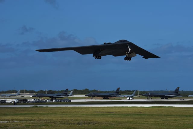 A U.S. Air Force B-2 Spirit bomber takes off from Andersen Air Force Base, Guam January 11, 2018. Picture taken January 11, 2018. U.S. Air Force/Airman 1st Class Gerald Willis/Handout via REUTERS/File Photo