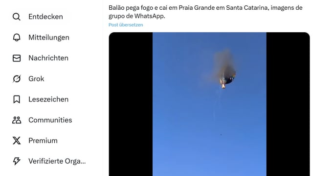 Acht Menschen kommen beim Absturz eines brennenden Heißluftballons im Süden Brasiliens ums Leben – Videos in sozialen Netzwerken zeigen das Unglück.