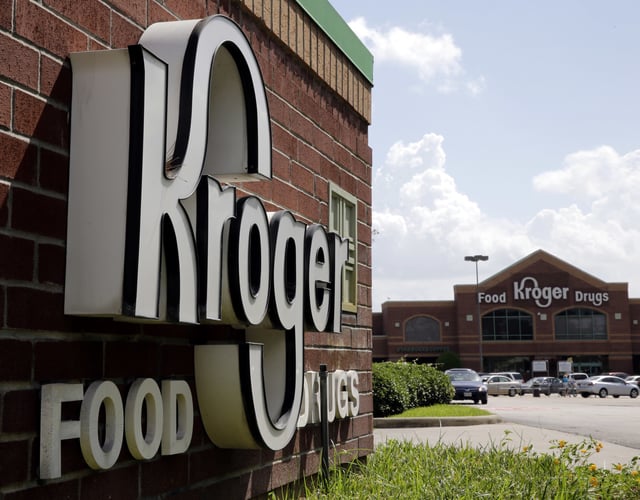 FILE - This June 17, 2014, file photo, shows a Kroger store in Houston. Kroger Co.