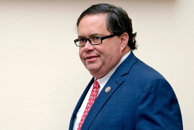 FILE - Rep. Blake Farenthold arrives for a House Committee on the Judiciary oversight hearing on Capitol Hill in Washington on Dec. 13, 2017. (AP Photo/Andrew Harnik, File)