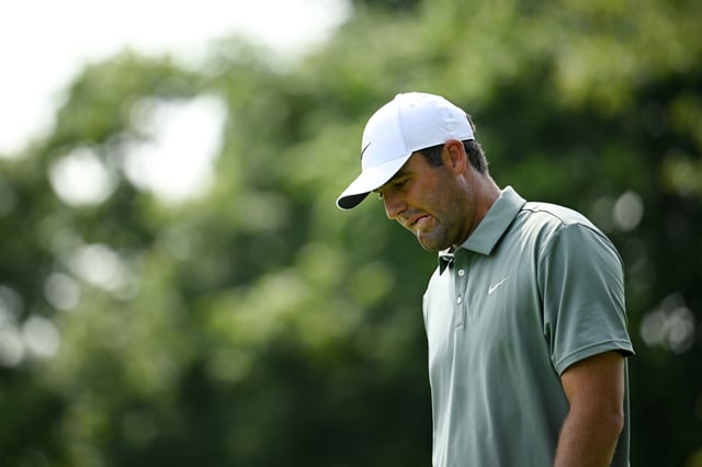 Scottie Scheffler of the United States walks from the sixth hole during the third round of the Travelers Championship 2025 at TPC River Highlands on June 21, 2025 in Cromwell, Connecticut.