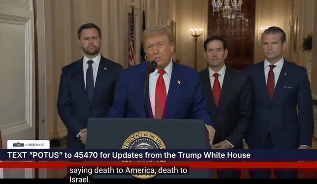 President Donald Trump addresses the nation after ordering the bombing of Iranian nuclear sites, June 21, 2025. (Screenshot)