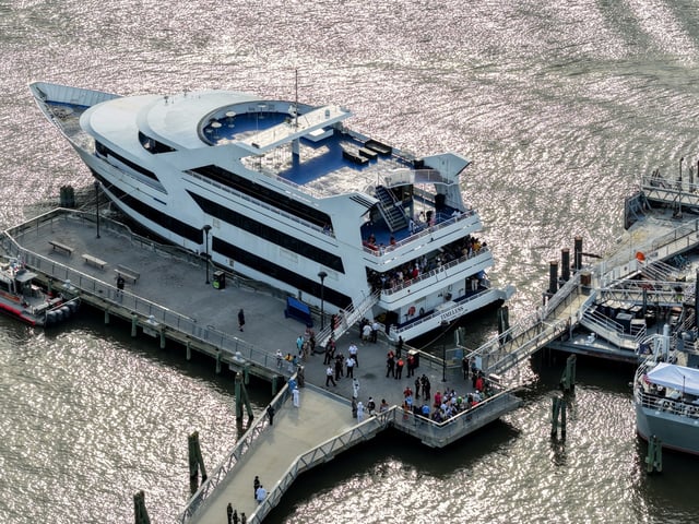 Nine people were taken to the hospital with injuries after a yacht hit a dock in the Hudson River on Saturday near 125th Street in New York on June 21, 2025. 
