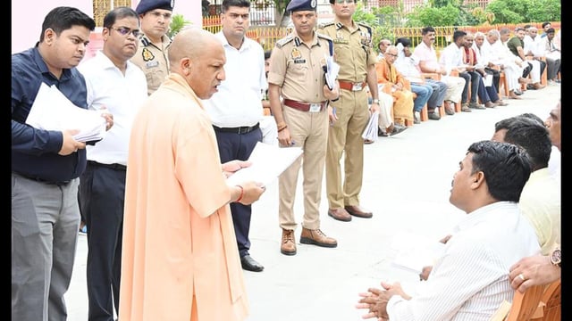 Chief minister Yogi Adityanath during the Janata Darshan in Gorakhpur on Sunday. (Sourced)