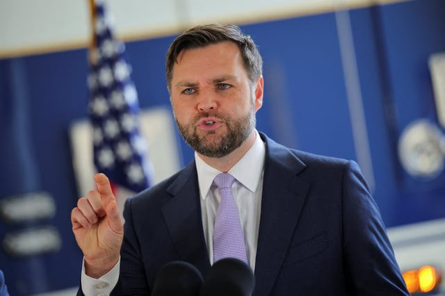 U.S. Vice President JD Vance delivers remarks at the Wilshire Federal Building in Los Angeles, California, U.S., June 20, 2025. REUTERS/Daniel Cole/File Photo