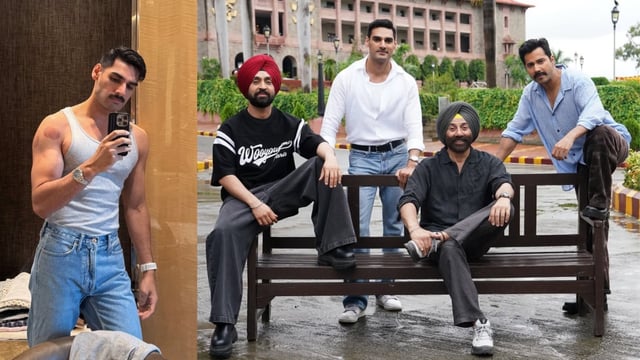 Border 2: Ahan Shetty Flaunts New Look For Film; Poses With Co-Stars Sunny Deol, Diljit Dosanjh, Varun Dhawan - See PICS