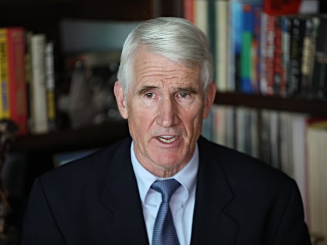 WASHINGTON, USA - JULY 14: Former Assistant Secretary of State for Political-Military Affairs, Brigadier General Mark Kimmitt speaks during an exclusive interview with Anadolu Agency in Washington, United States on July 15, 2021. In an interview ahead of the anniversary of the 2016 defeated coup, staged by the Fetullah Terrorist Organization (FETO), Kimmitt said he was in Baghdad at the time, and "it was upsetting for me as a military man." (Photo by Yasin Ozturk/Anadolu Agency via Getty Images)