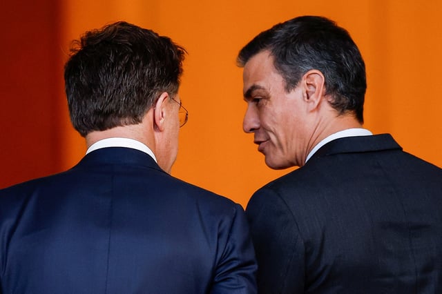 Spanish Prime Minister Pedro Sanchez meets with NATO Secretary General Mark Rutte at Moncloa Palace in Madrid, Spain, January 27, 2025. REUTERS/Juan Medina/File Photo