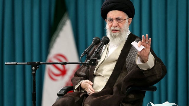 Iran's Supreme Leader Ayatollah Ali Khamenei speaks during a meeting with a group of students in Tehran, 