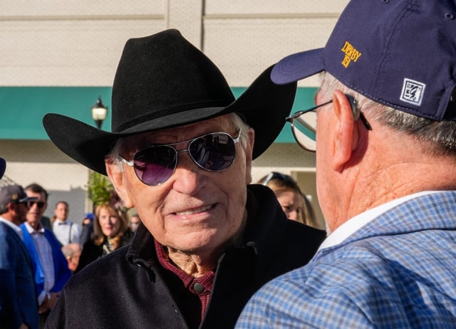 Trainer D. Wayne Lukas arrives for the Kentucky Oaks and Kentucky Derby 2025 draw on April 26, 2025.