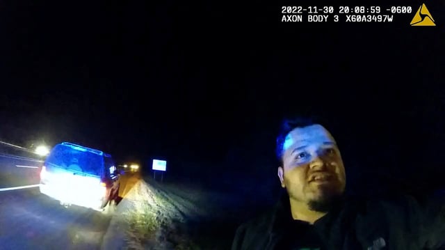 Kilmar Abrego-Garcia, a Salvadoran national, speaks with a Tennessee Highway Patrol officer during a traffic stop on Interstate 40 in Tennessee, U.S. November 30, 2022 in a still image from body camera video.   Tennessee Department of Safety & Homeland Security/Handout via REUTERS/File Photo