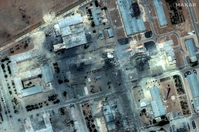 A satellite image close-up shows the Isfahan Nuclear Complex after US strikes on the site Sunday.