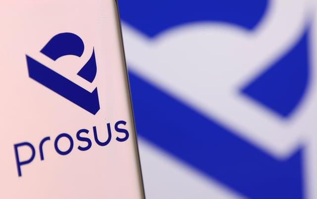 Prosus' logo is pictured on a smartphone in this illustration taken, December 4, 2021. REUTERS/Dado Ruvic/Illustration/File Photo