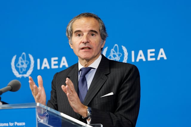 IAEA Director General Rafael Grossi holds a news conference after the first day of the agency's quarterly Board of Governors meeting at the IAEA headquarters in Vienna, Austria, June 9, 2025. REUTERS/Lisa Leutner/ File Photo