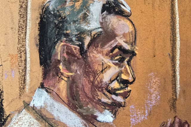 Sean "Diddy" Combs speaks with his defense team before the day's session of his sex trafficking trial in New York City, New York, U.S., June 18, 2025 in this courtroom sketch. REUTERS/Jane Rosenberg/File Photo