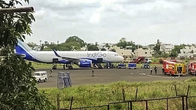 An IndiGo plane at Nagpur airport. 