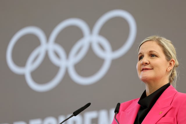 Olympics - Kirsty Coventry takes over as the new International Olympic Committee President - IOC headquarters, Lausanne, Switzerland - June 23, 2025 New IOC president Kirsty Coventry during the ceremony REUTERS/Pierre Albouy