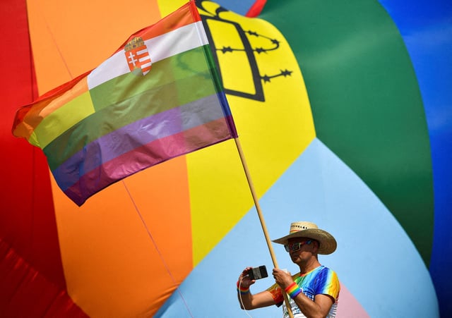 A person attends the Budapest Pride march in Budapest, Hungary, July 23, 2022. REUTERS/Marton Monus//File Photo