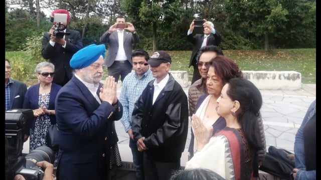 Union minister Hardeep Puri at a memorial in Cork. (X)